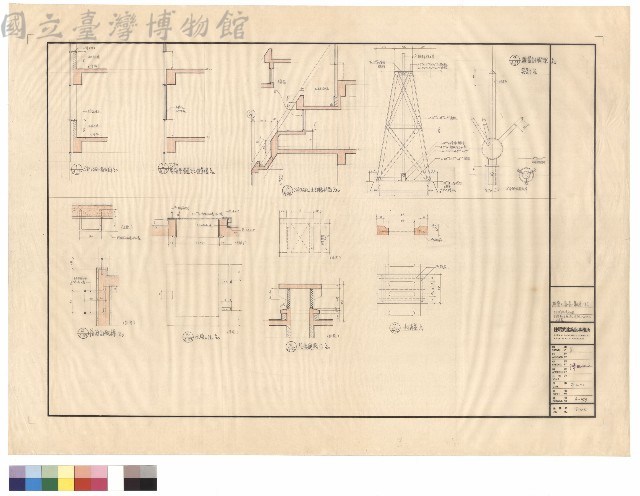 乙部局部牆剖面,鐵爬梯、水箱人孔、通風口、水溝蓋DETAIL藏品圖，第1張