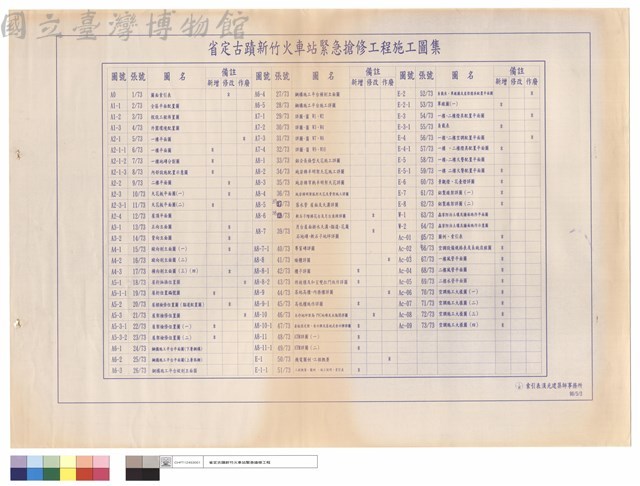 省定古蹟新竹火車站緊急搶修工程施工圖集藏品圖，第1張