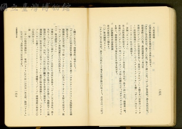 第十七章工事機械及器具(P166-167)藏品圖，第1張