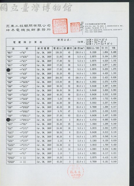電壓降計算表藏品圖，第1張