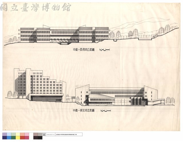 中庭─西南向及東北向立面圖藏品圖，第1張