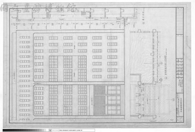 1、東向進口處立面及平面詳圖 2、牆剖面藏品圖，第1張