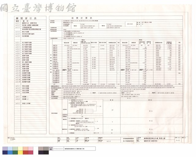 圖號索引表,面積計算表藏品圖，第1張