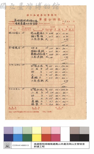 單價分析表藏品圖，第1張