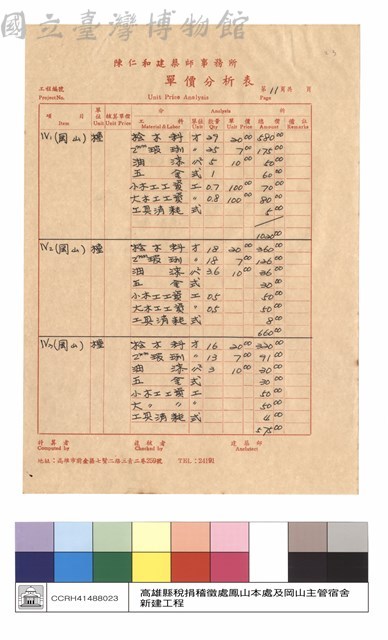 單價分析表藏品圖，第1張