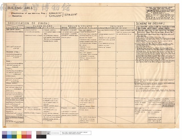 SCHE MR OF DESIGN , BUILDING AREA , SPECIFICATION OF FINISH藏品圖，第1張