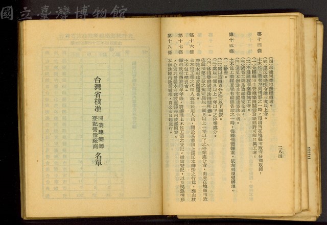 (P284)/台灣省核准開業建築師登記營造廠商名單藏品圖，第1張