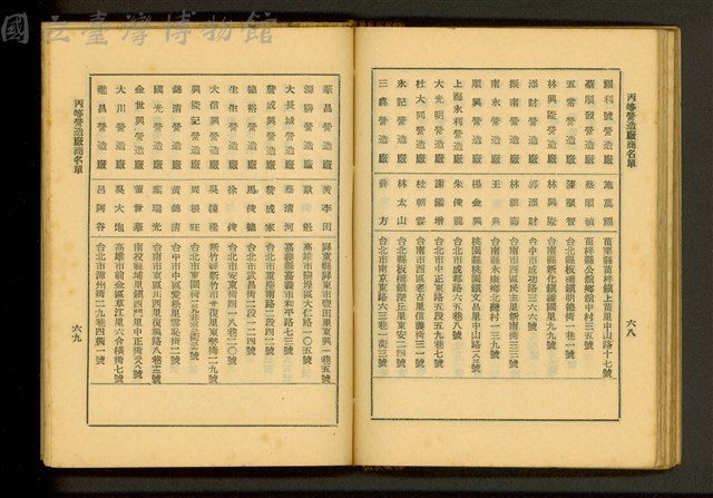 丙等營造廠商名單(P68-69)藏品圖，第1張