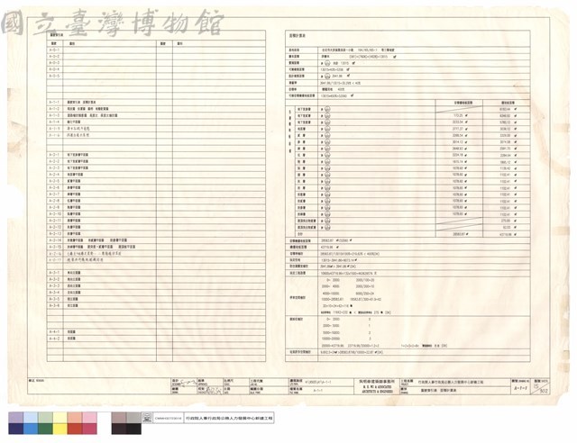 圖號索引表,面積計算表藏品圖，第1張