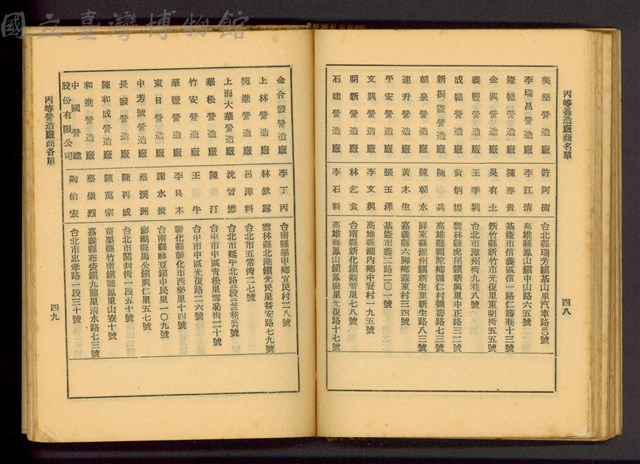 丙等營造廠商名單(P48-49)藏品圖，第1張