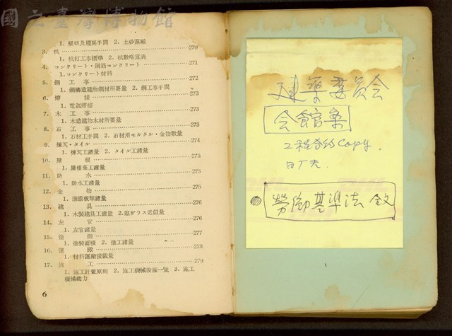 目次(P6)/(手寫便條紙)藏品圖，第1張
