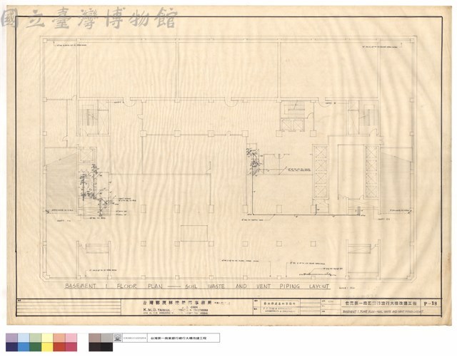 BASEMENT 1 FLOOR PLAN-SOIL WASTE AND VENT PIPING LAYOUT藏品圖，第1張