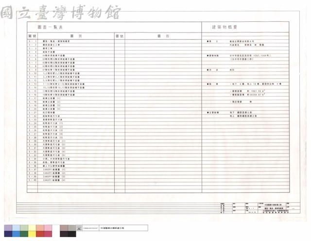 圖面一覽表.建築物概要藏品圖，第1張