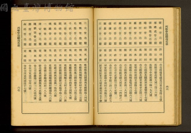 丙等營造廠商名單(P66-67)藏品圖，第1張