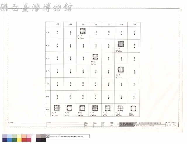 B2FL~5FL之C13~C19柱配筋圖藏品圖，第1張