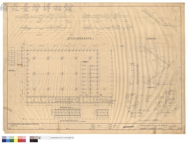 基礎結構平面及地下面版詳圖、甲,乙樓梯詳圖藏品圖，第1張