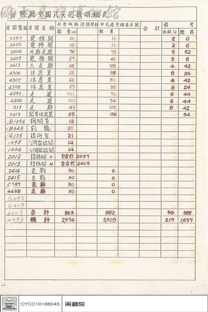 音樂廳中國式天花板明細表藏品圖，第1張