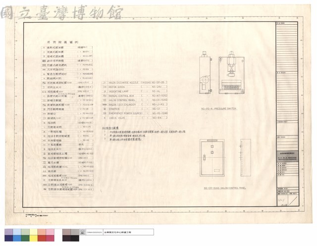消防設備圖例, NS-PS-A PRESSURE SWITCH, NS-CR-4zAS HALON CONTROL PANEL藏品圖，第1張