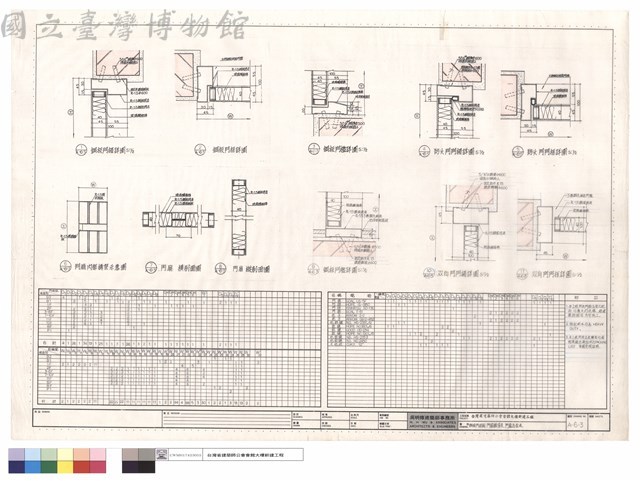 鋼板門詳圖、門窗數量表、門窗五金表藏品圖，第1張