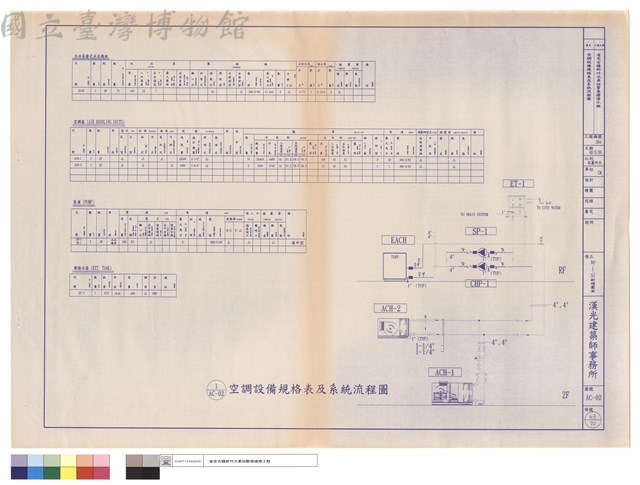 空調設備規格表及系統流程圖藏品圖，第1張