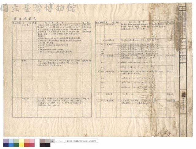設備規範表藏品圖，第1張