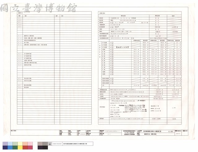 圖號索引表、面積計算表藏品圖，第1張