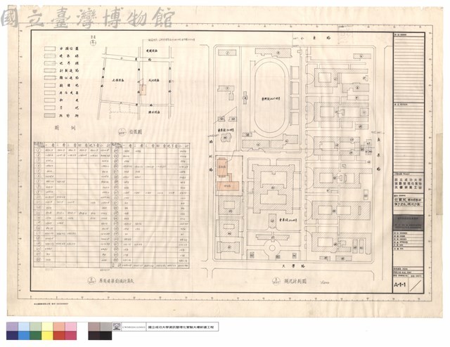 位置圖, 原有建築面積計算表, 現況計畫藏品圖，第1張