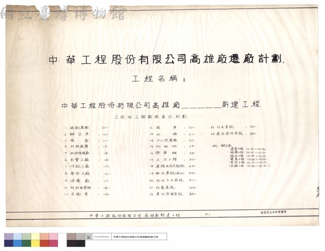 工程施工圖圖號索引.計劃藏品圖，第1張