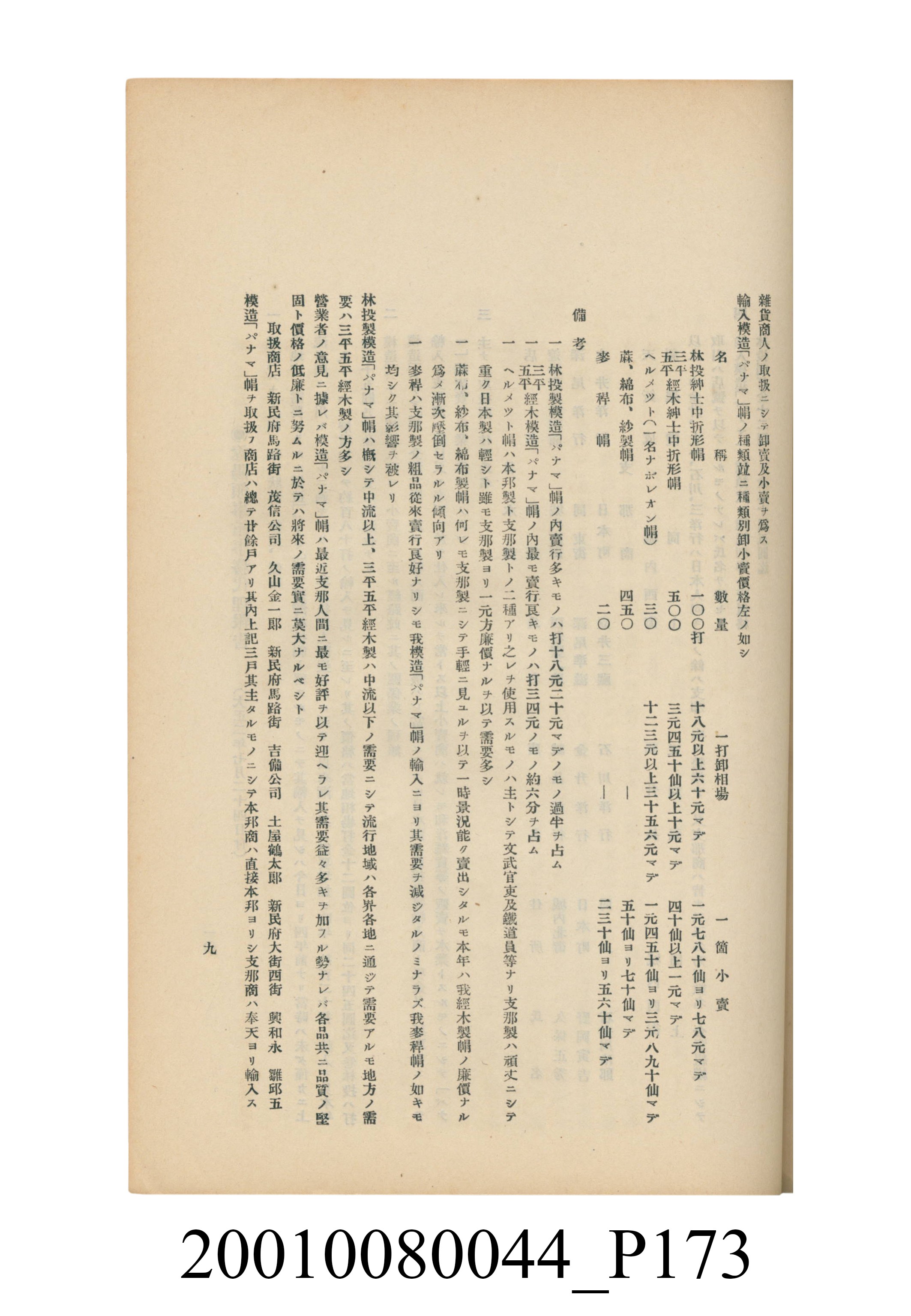 臺灣總督府民政部殖產局發行《林投帽製造業調查》 (共254張)