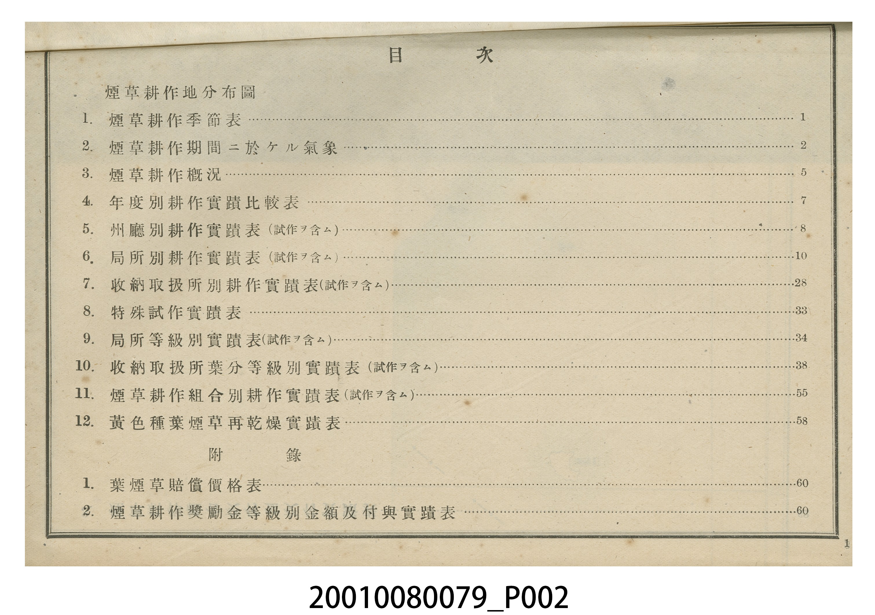 臺灣總督府專賣局發行《昭和14年期煙草耕作實蹟》 (共8張)