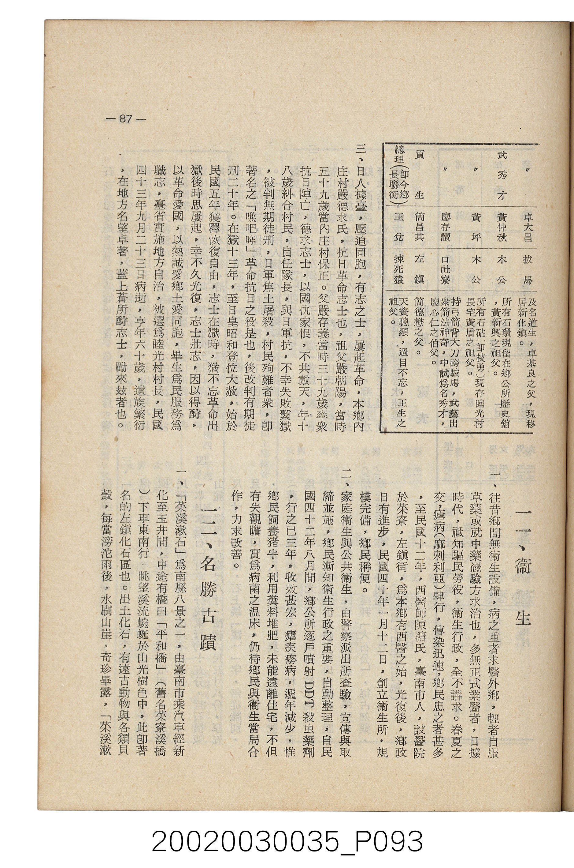 臺南縣文獻委員會編《南瀛文獻》第三卷第一及二期 (共141張)