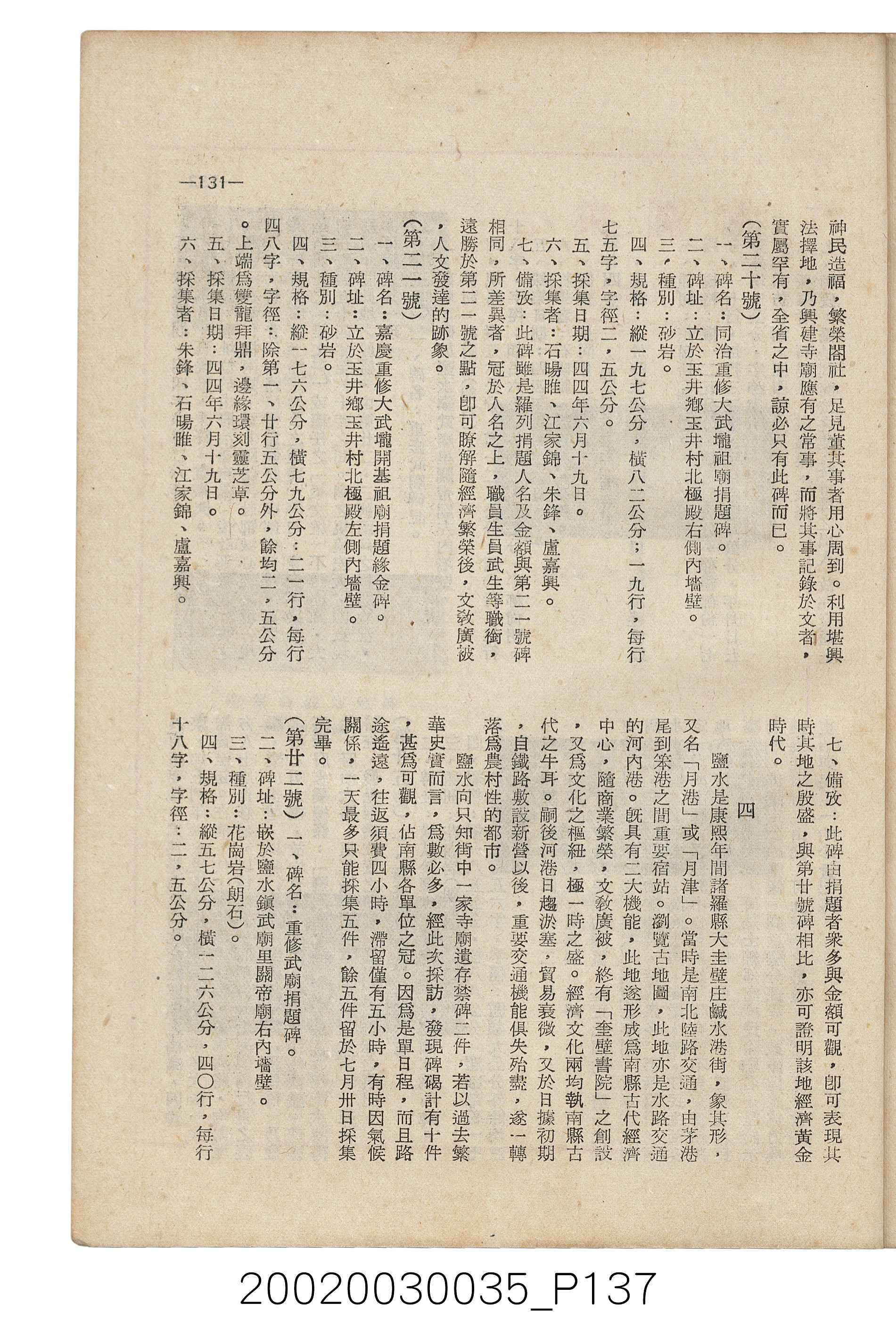 臺南縣文獻委員會編《南瀛文獻》第三卷第一及二期 (共141張)