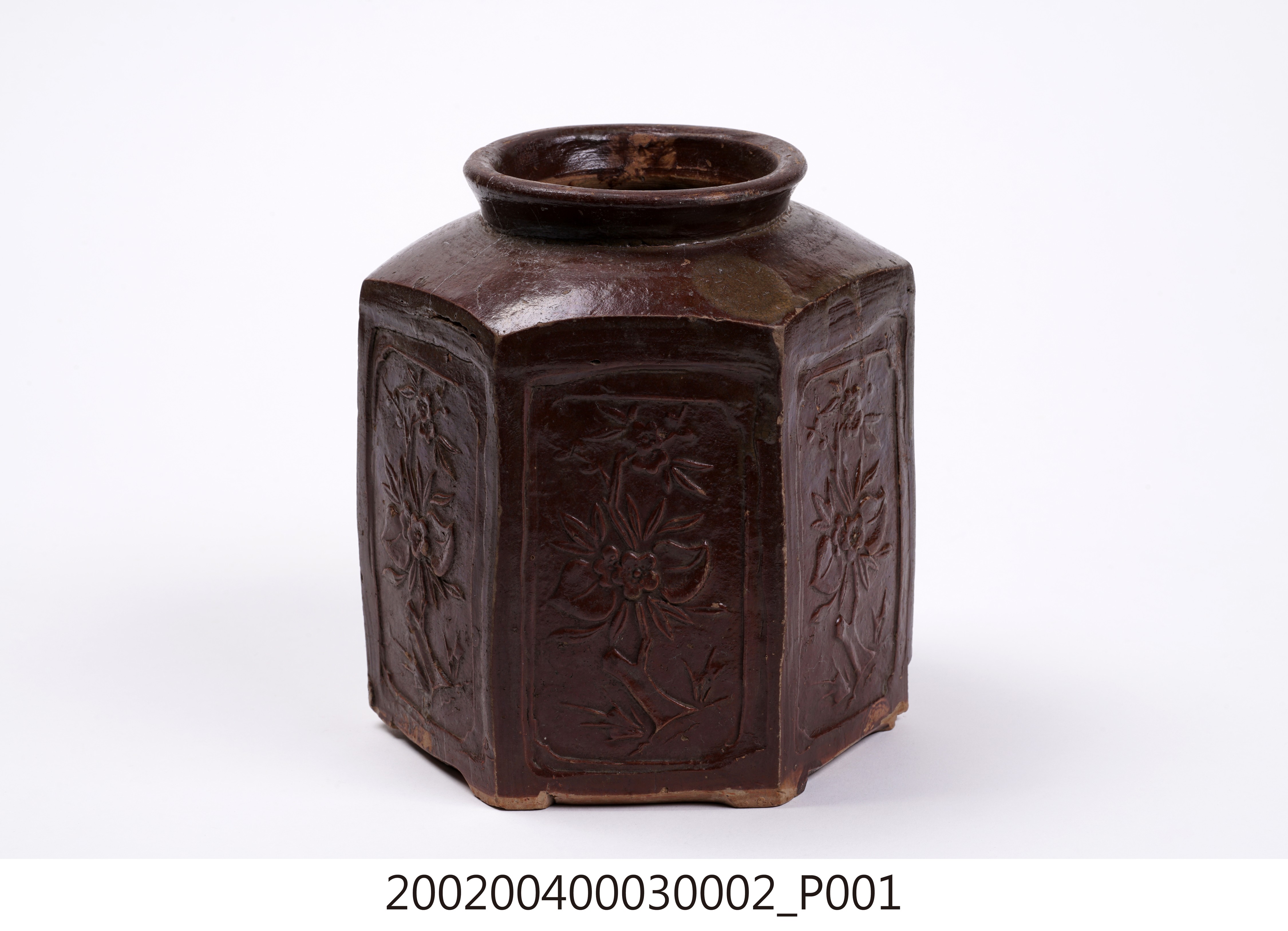 褐釉雕花六角茶葉甕甕身 (共14張)