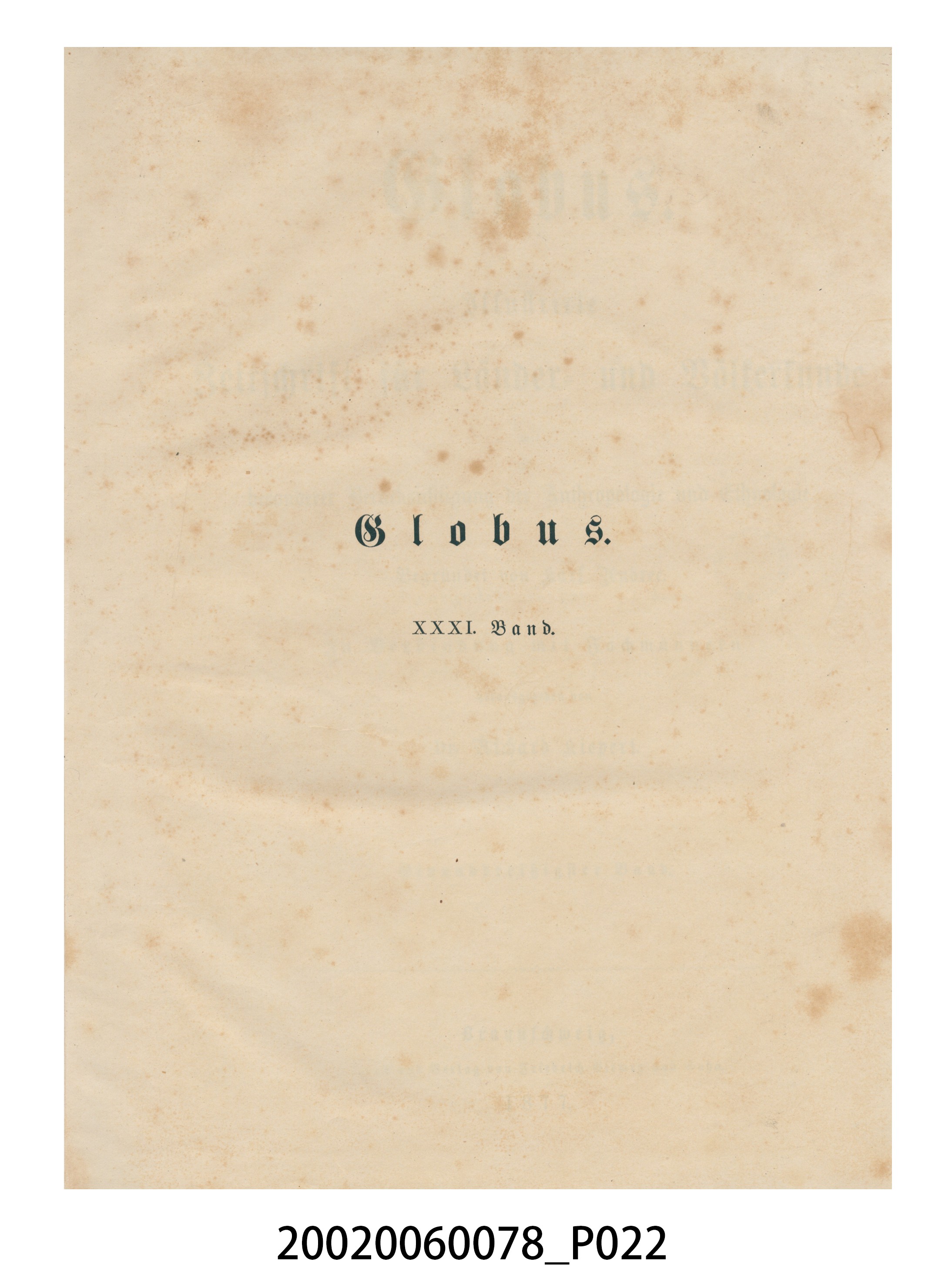 19世紀德國刊物《地球》集冊 (共414張)