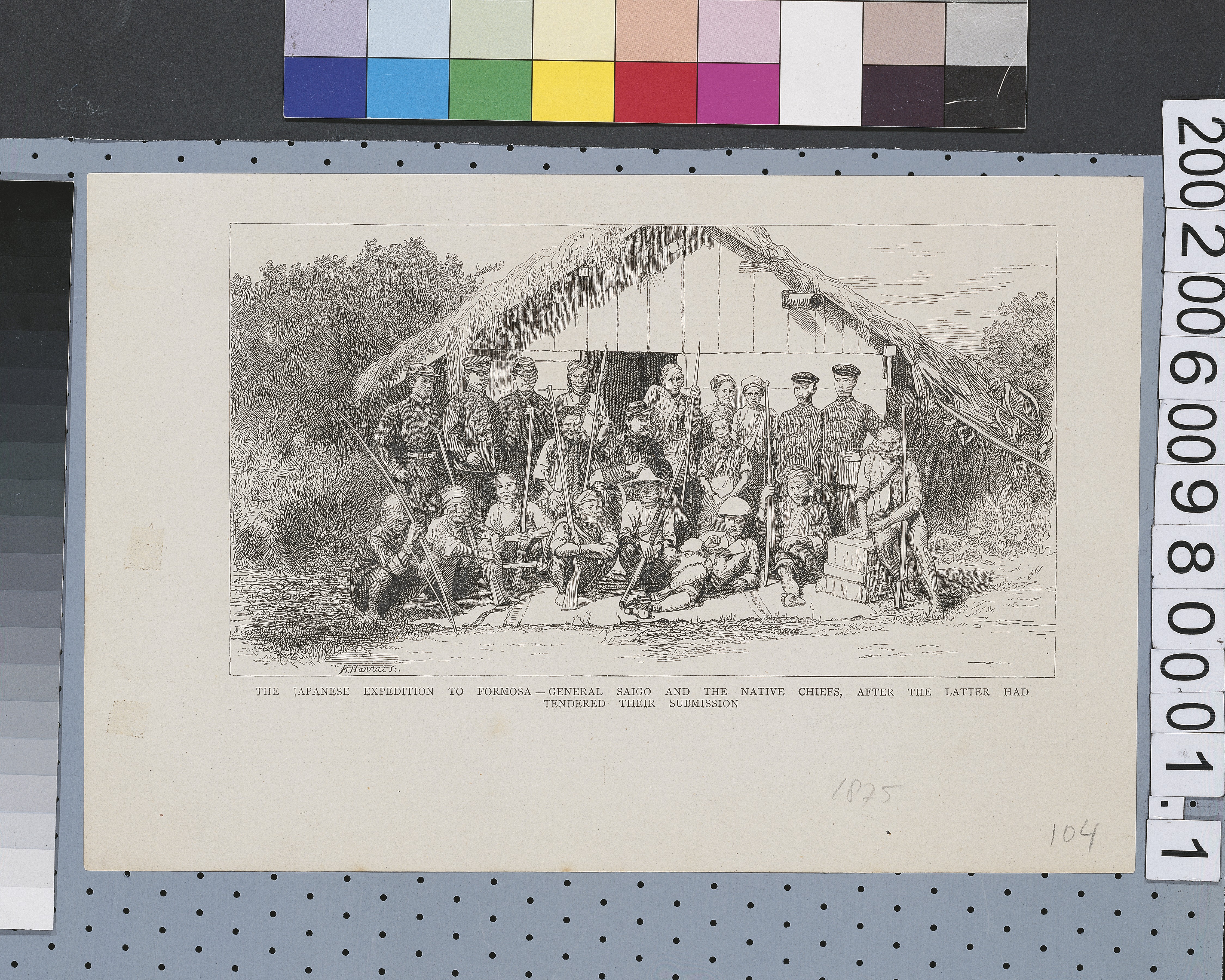 1875年2月27日英國《圖畫報》之〈遠征福爾摩沙的日本軍團：歸順以後，西鄉將軍與各原住民部落酋長〉 (共3張)