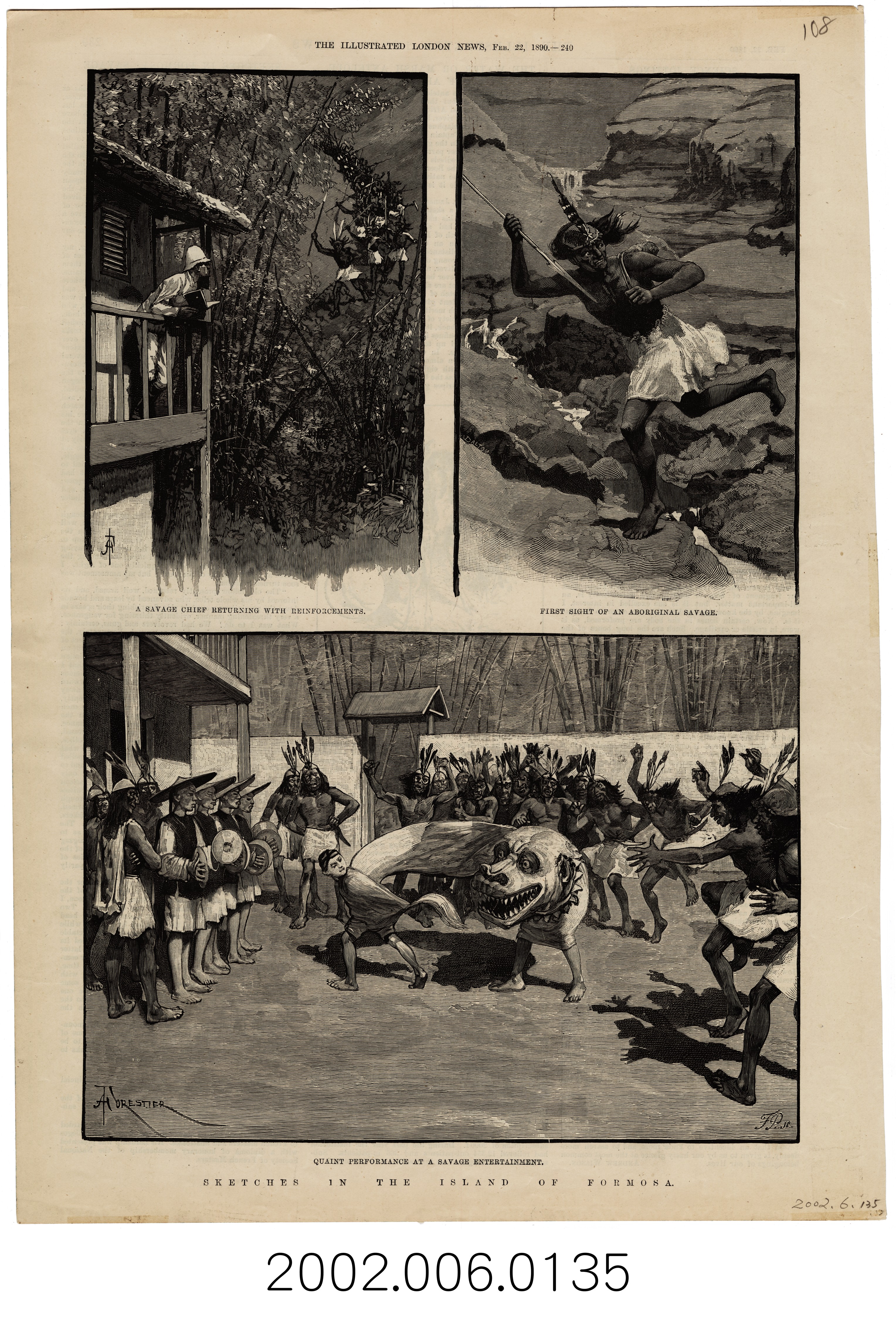 1890年2月22日《倫敦新聞畫報》之〈速寫福爾摩沙 2〉 (共5張)