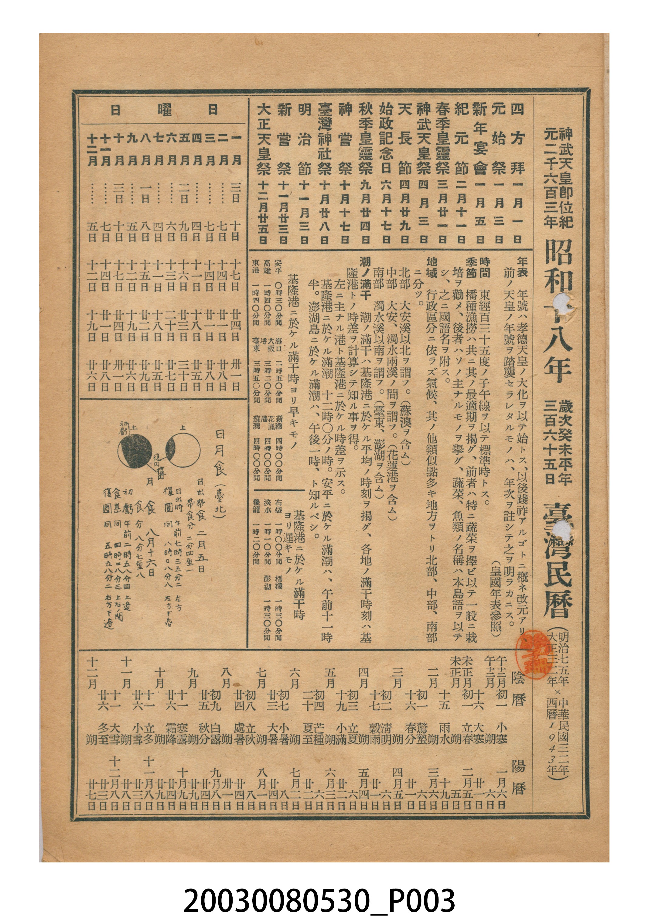 昭和十八年《臺灣民曆》 (共11張)