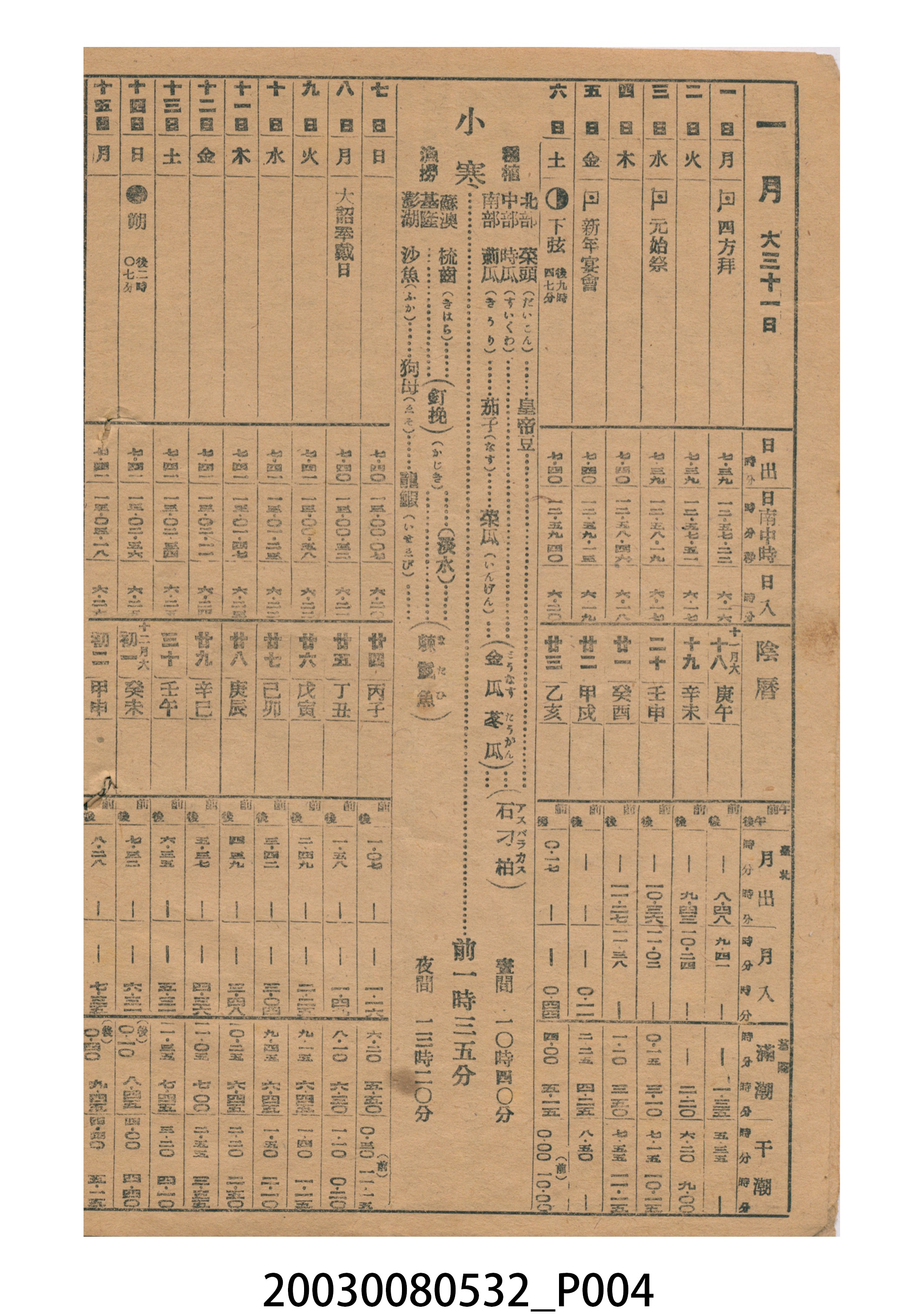 昭和二十年《臺灣民曆》 (共15張)