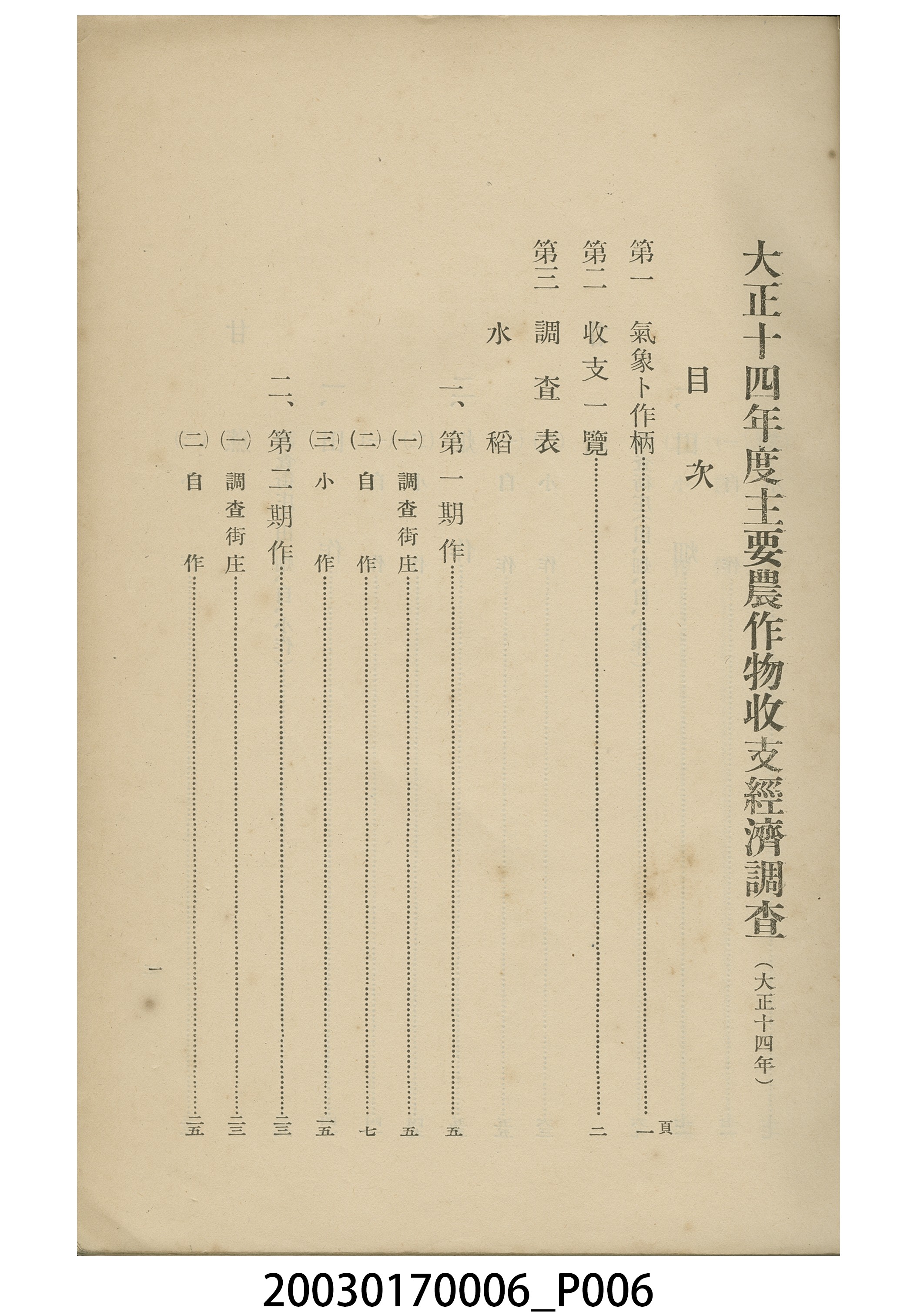 臺中州農會《大正十四年主要農作物收支經濟調查》 (共11張)