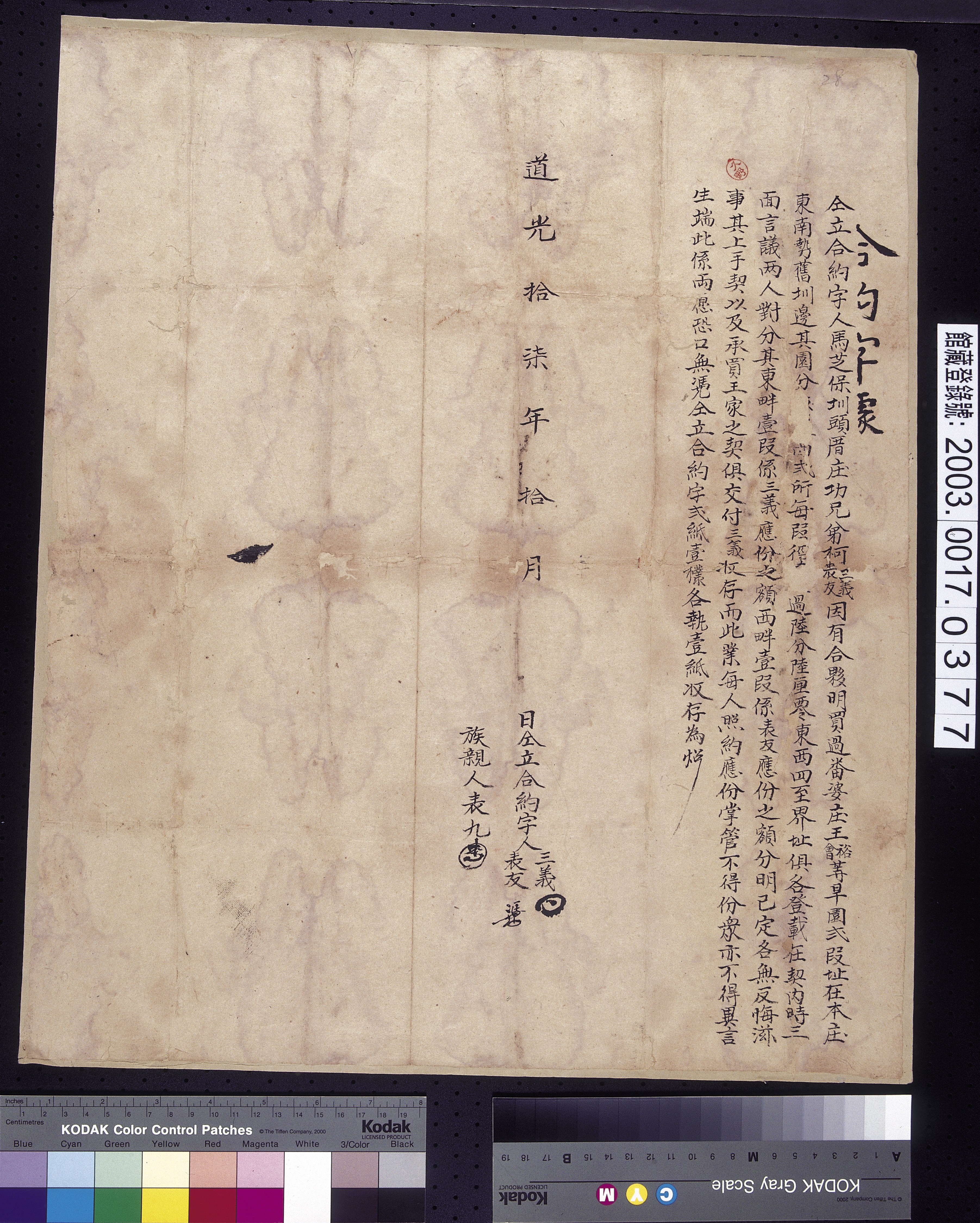 道光17年馬芝保圳頭厝庄柯三義柯表友立合約字  (共2張)