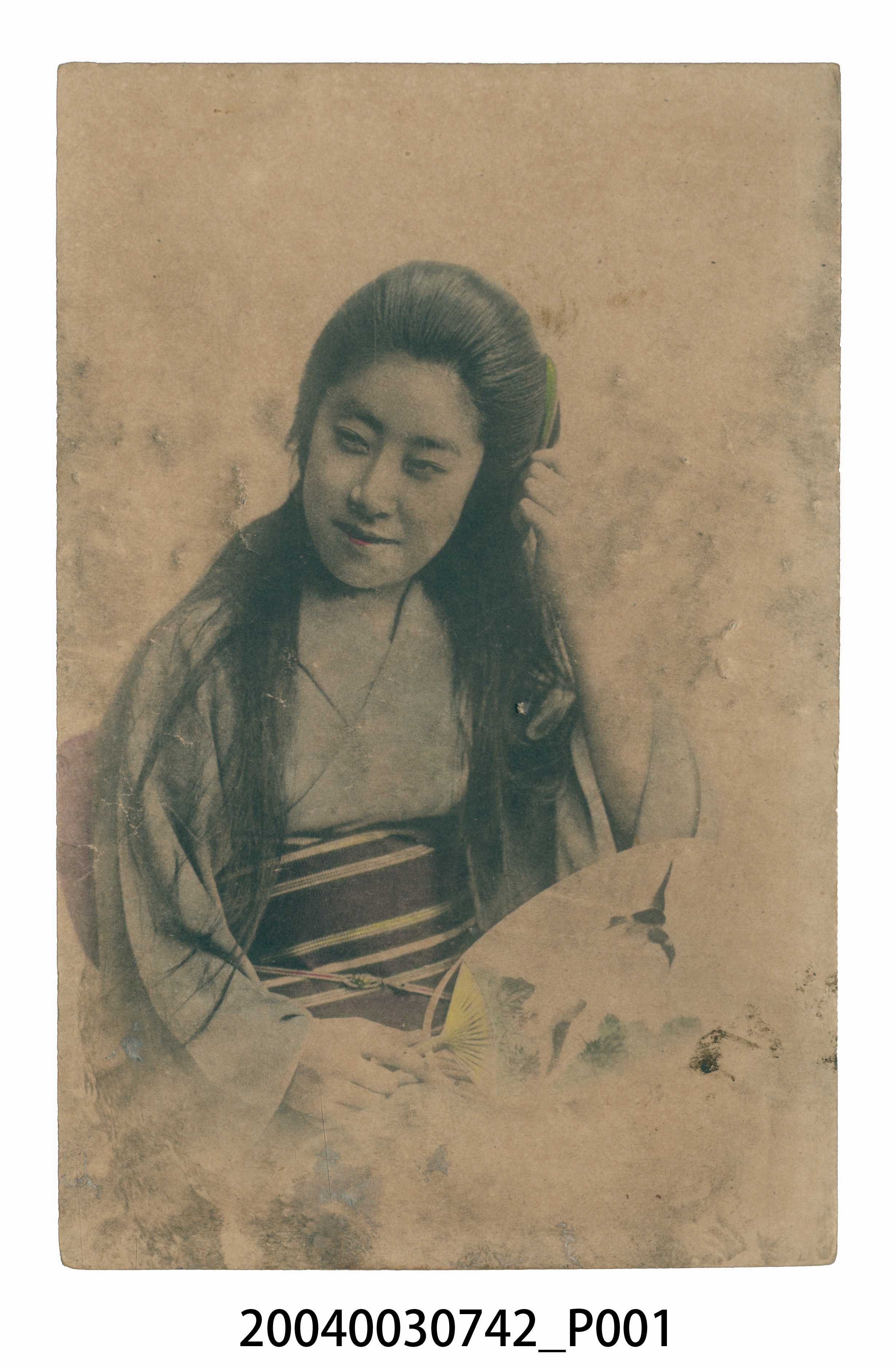 東京日本葉書會製著和服的長髮女子 (共3張)