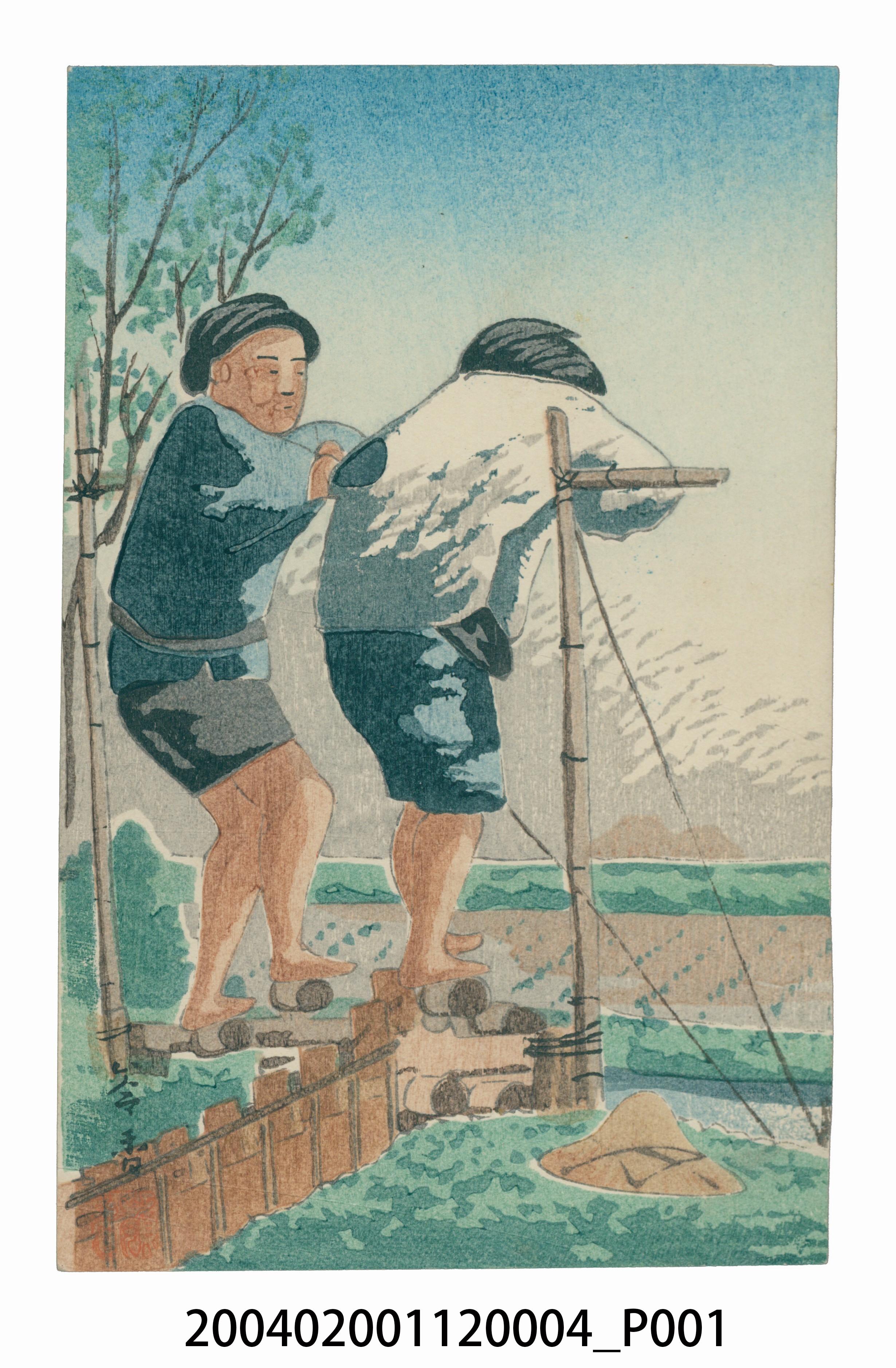 兩名男子踩龍骨車 (共3張)