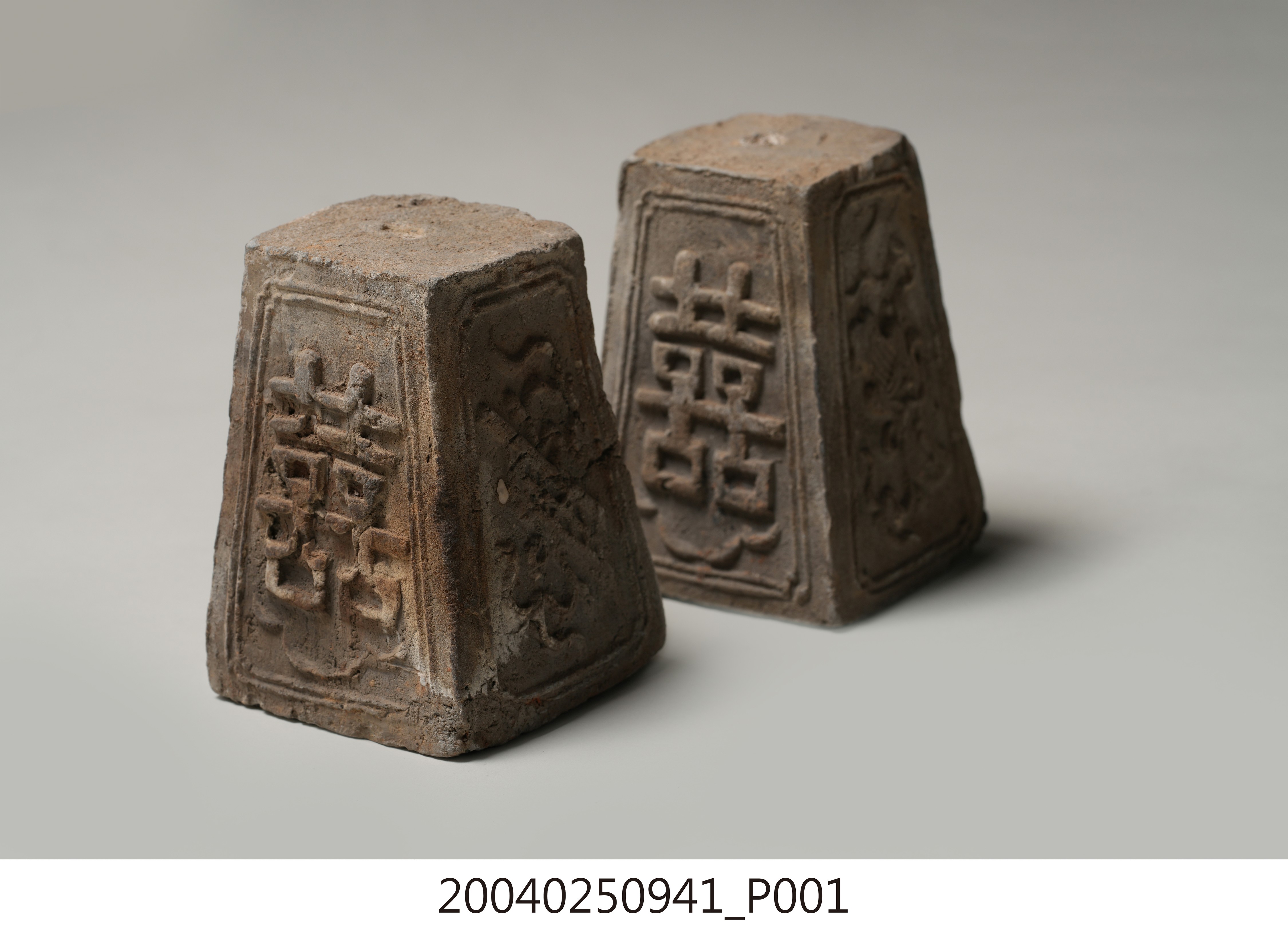 陶製素燒囍字燭臺組 (共6張)