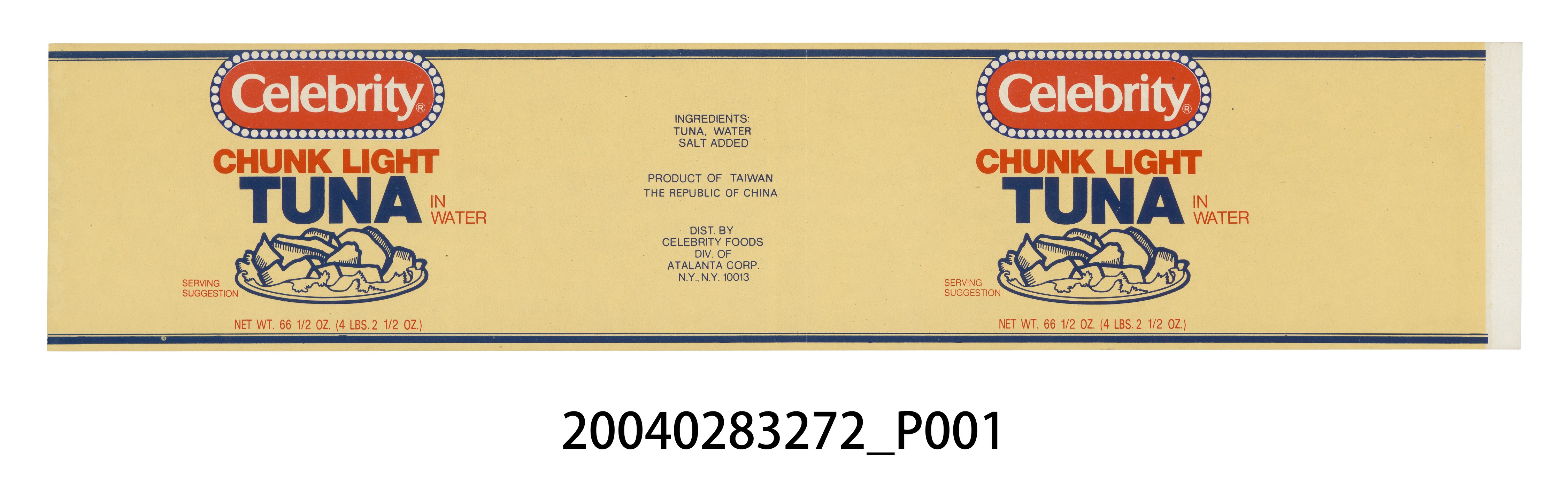 Celebrity牌水煮鮪魚罐頭商標 (共2張)