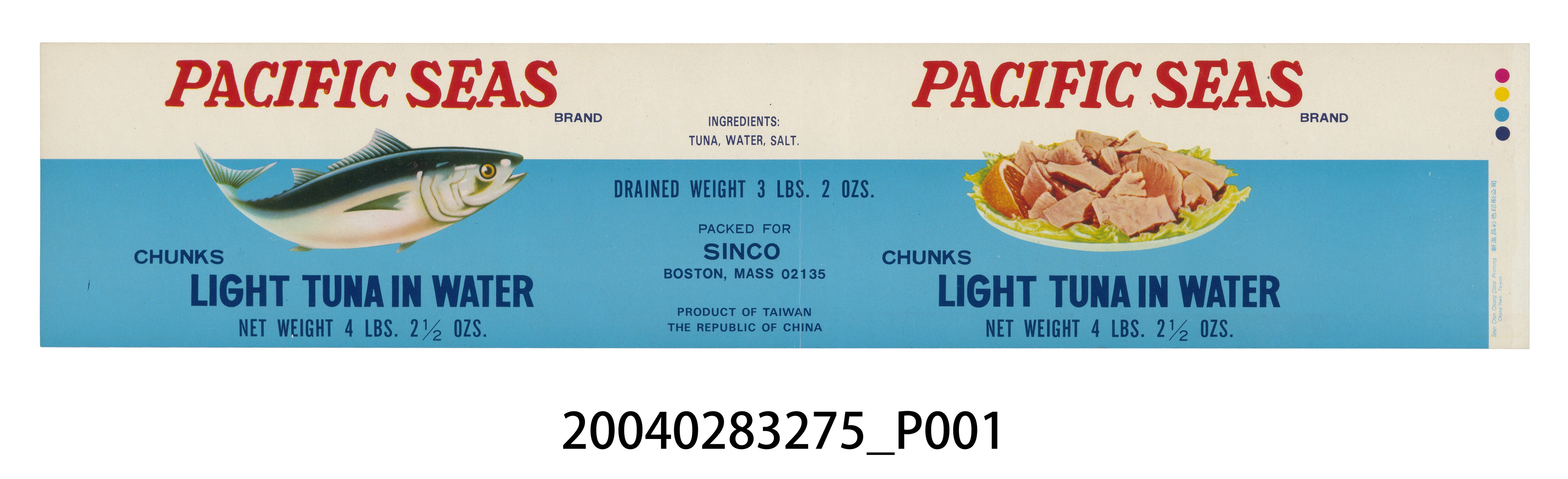 PACIFIC SEAS牌水煮鮪魚罐頭商標 (共2張)