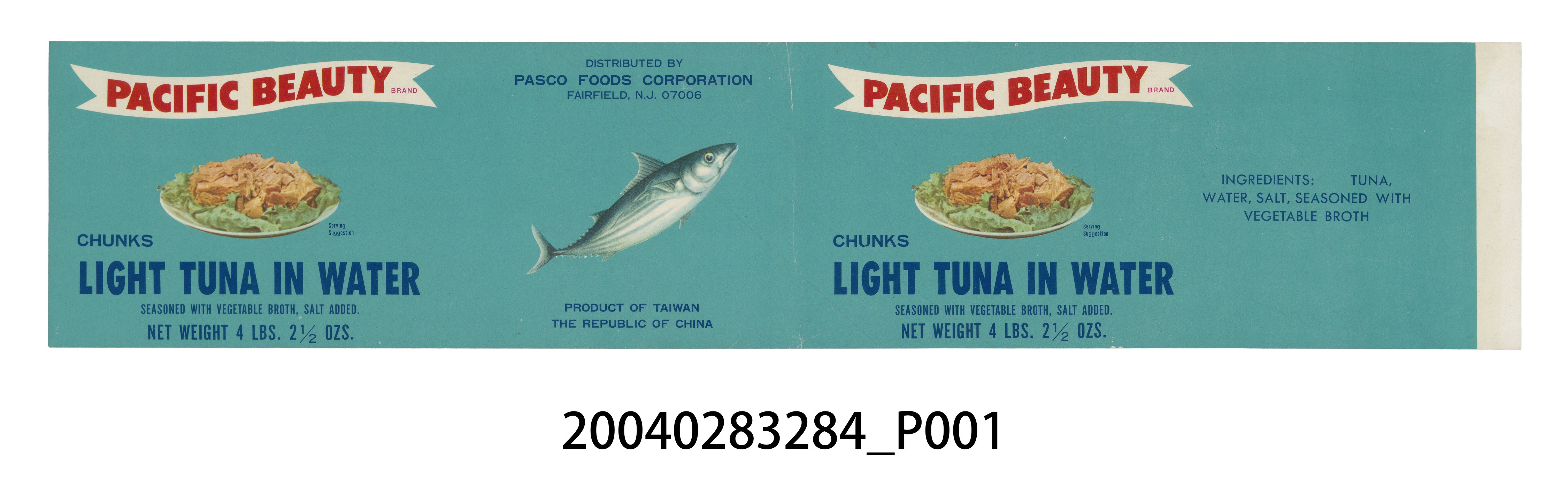 PACIFIC BEAUTY牌水煮鮪魚罐頭商標 (共2張)