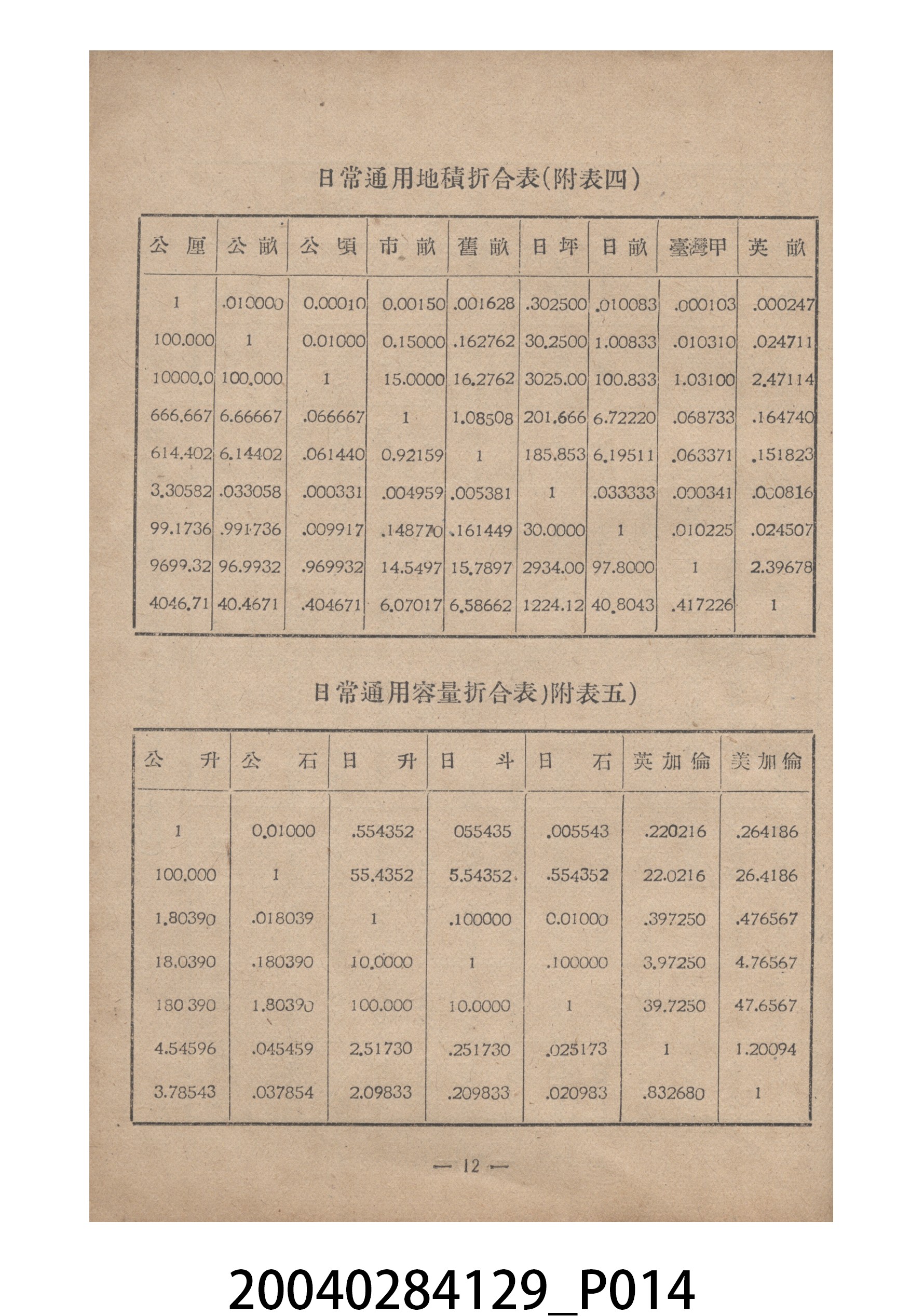 臺灣省標準度量衡推行委員會印製《為推行中華民國度量衡標準制告臺灣全省民眾書附度量衡折合表》 (共27張)