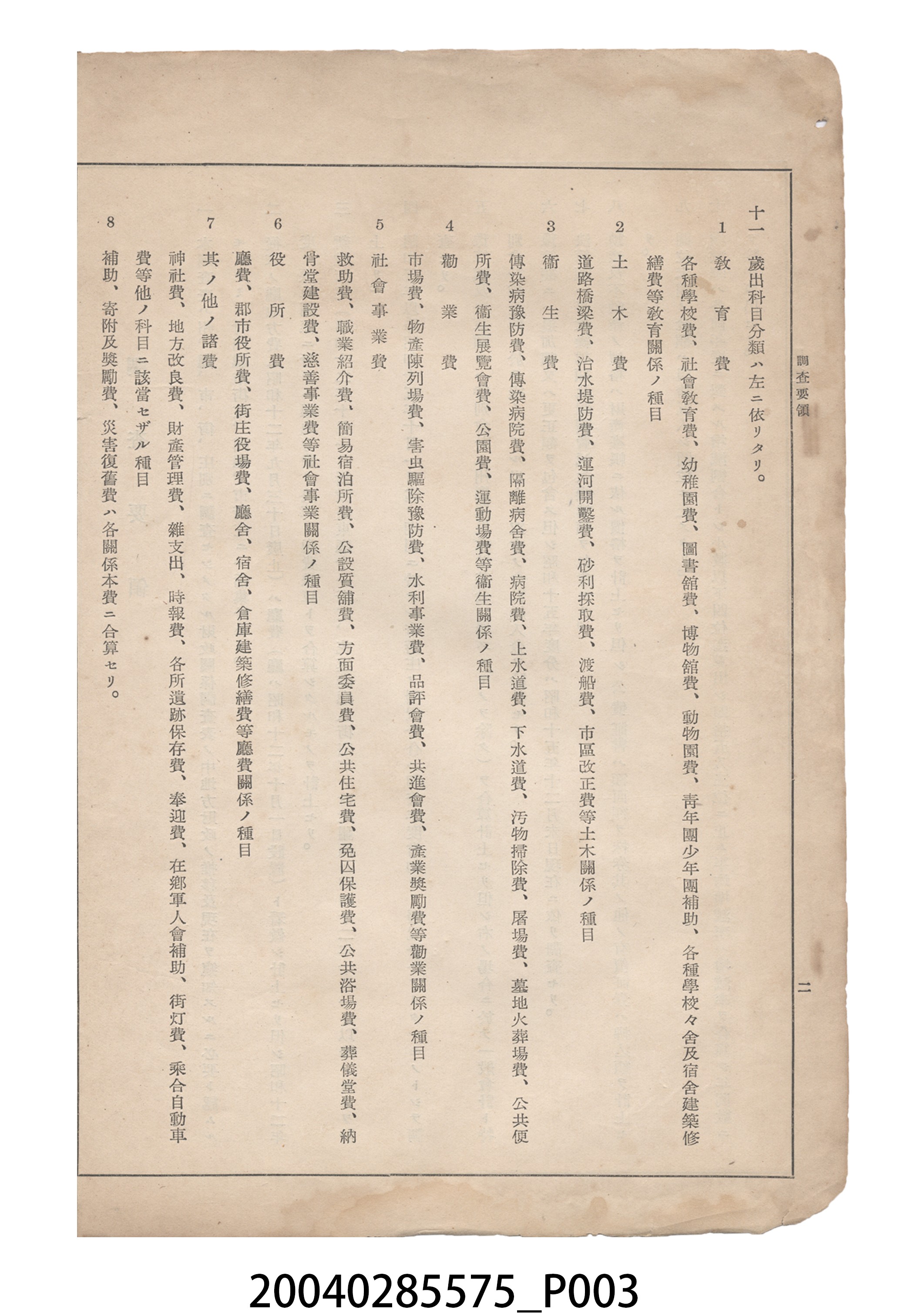 臺灣總督府內務局發行《臺灣地方公共團體財政關係調查表》 (共18張)