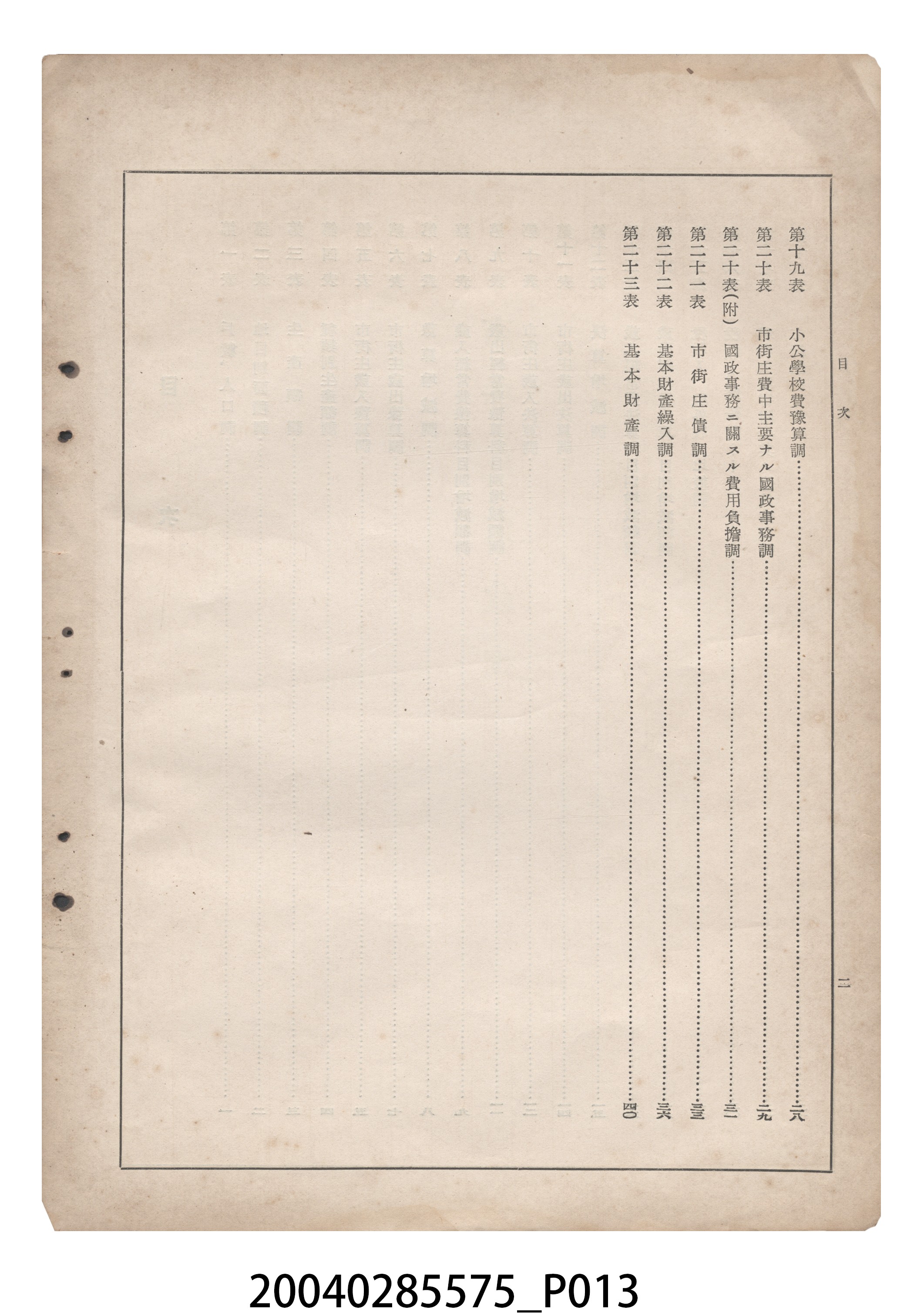 臺灣總督府內務局發行《臺灣地方公共團體財政關係調查表》 (共18張)