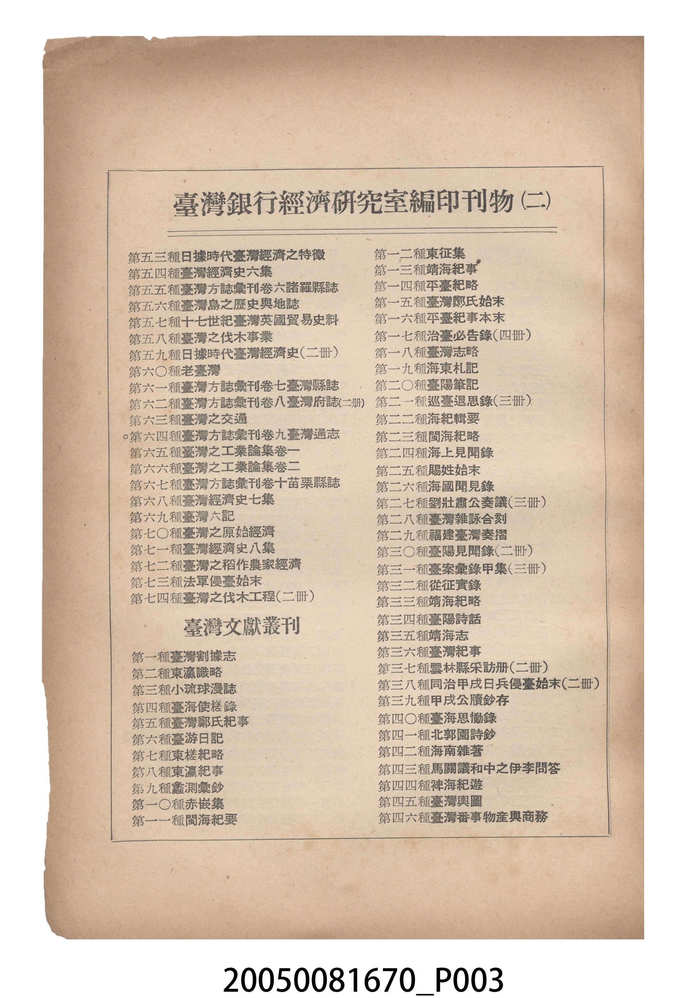 臺灣銀行經濟研究室編印《臺灣銀行季刊》第11卷第4期 (共12張)